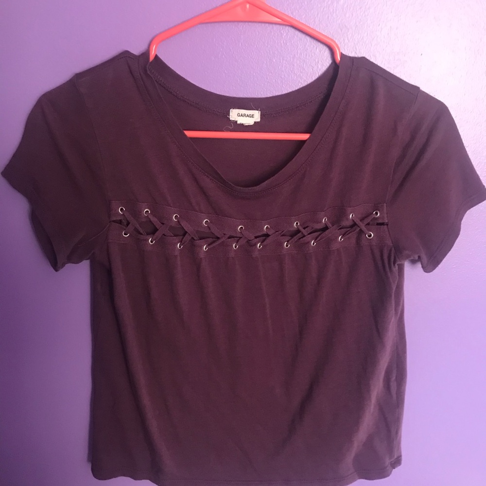 GARAGE Purple crop top with cut outs